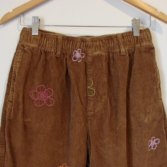 Urban Outfitters Brown Corduroy Beach Pant Floral Embroidered Ankle Crop Small - Picture 4 of 15